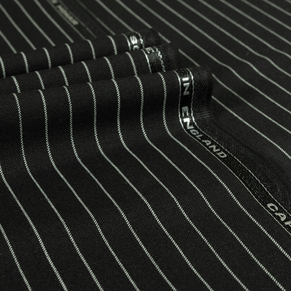 Black Stripe 330g 2 Ply Mohair Suiting Fabric