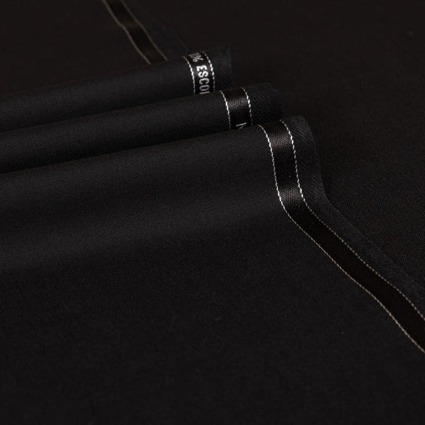 Black Barathea Escorial Wool Suiting Cloth