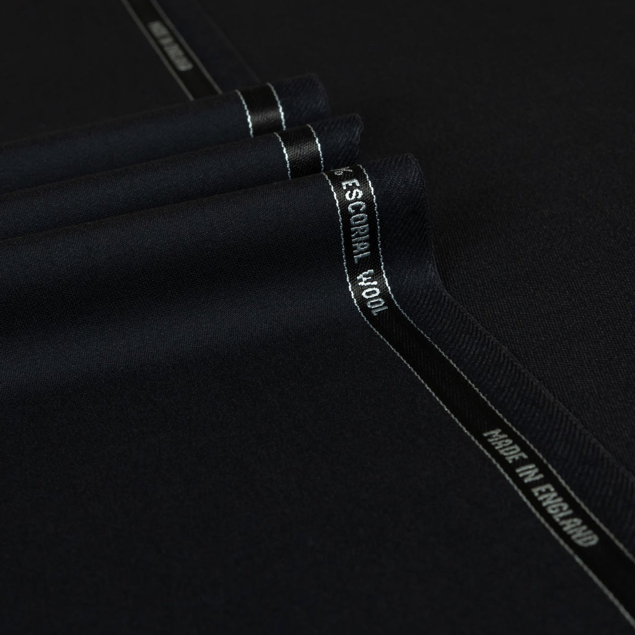 Black Barathea Escorial Wool Suiting Fabric