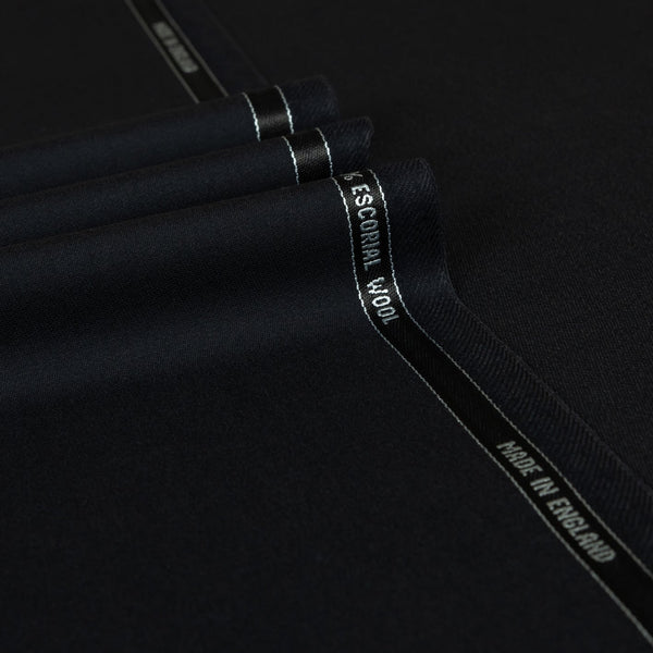 Black Barathea Escorial Wool Suiting Fabric