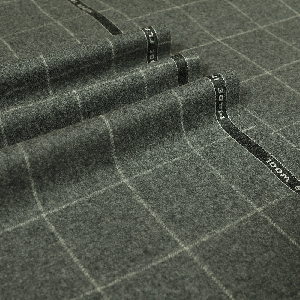 Oxbridge Flannel - Windowpane Check 100% Super 120's Wool