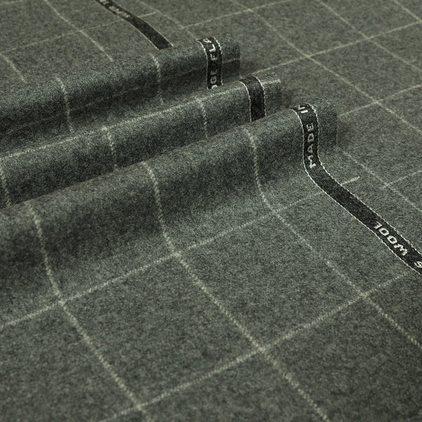 Oxbridge Flannel - Windowpane Check 100% Super 120's Wool