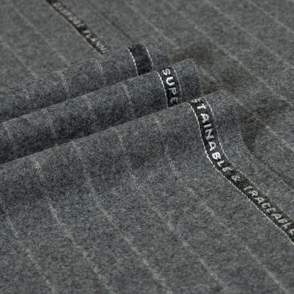 Oxbridge Flannel - Wide Chalk Stripe 100% Super 120's Wool