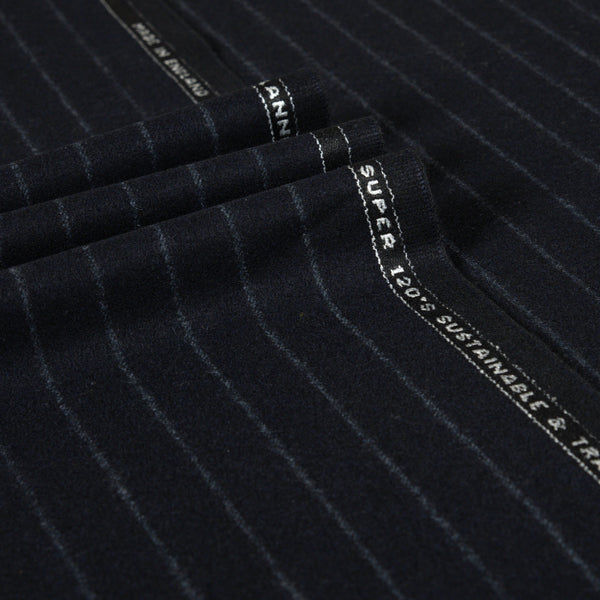 Oxbridge Flannel - Wide Chalk Stripe 100% Super 120's Wool