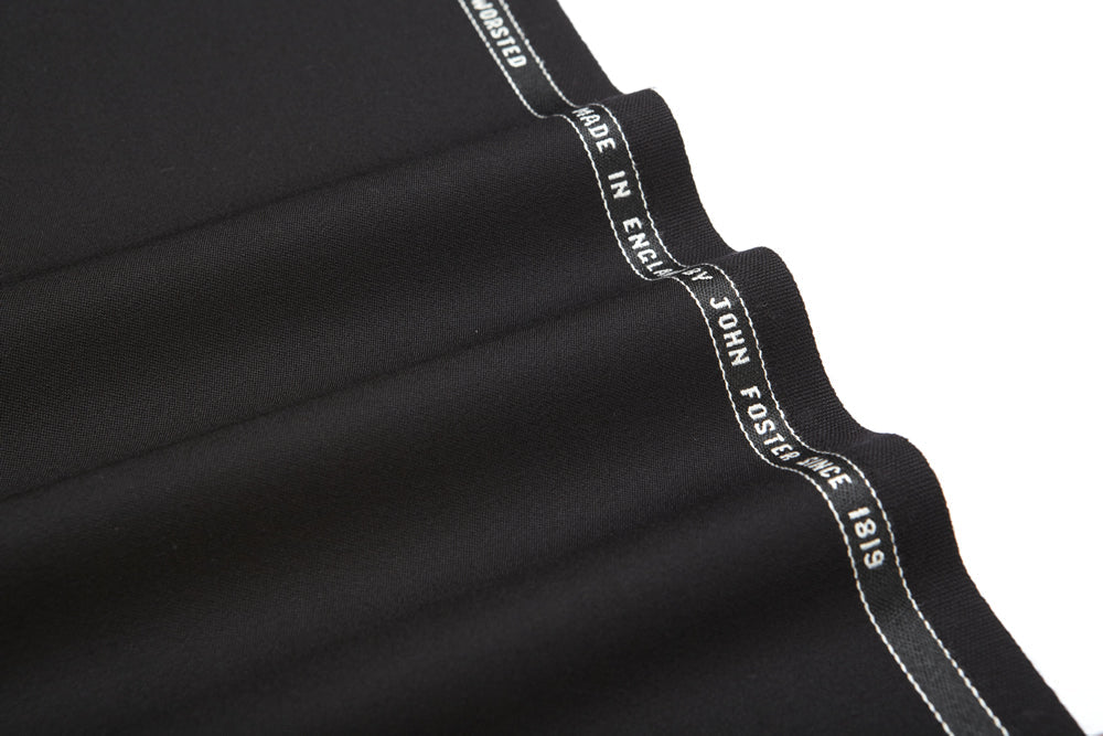 Black Barathea 100% Super 120's Wool Fabric | jacketing cloth