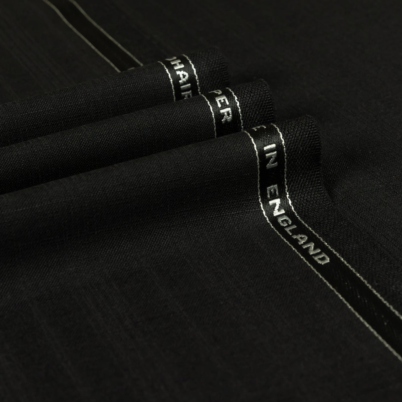 Black Cord Check Kid Mohair Super 100's Wool Suiting Fabric