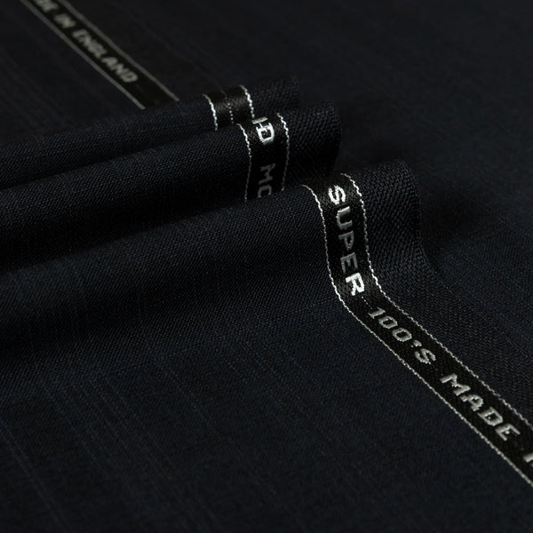 Navy Cord Check Kid Mohair Super 100's Wool Suiting Fabric