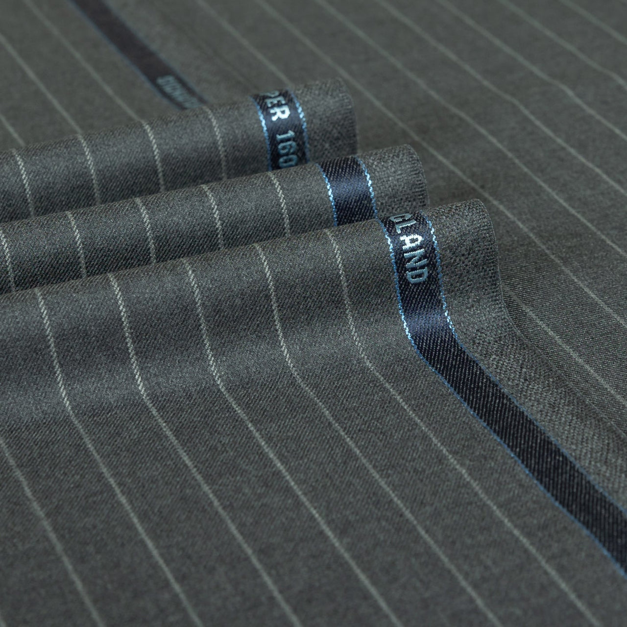Grey Chalk Stripe Super 160's Wool Suiting Fabrics