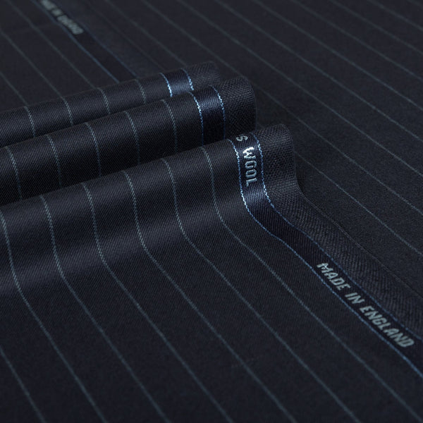 Navy Chalk Stripe Super 160's Wool Suiting Fabrics