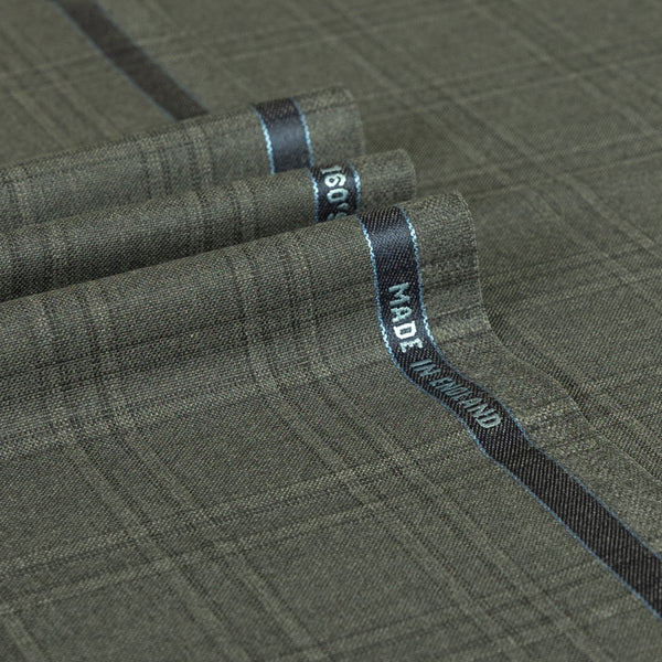 Light Grey Check Super 160's Wool Suiting Fabric