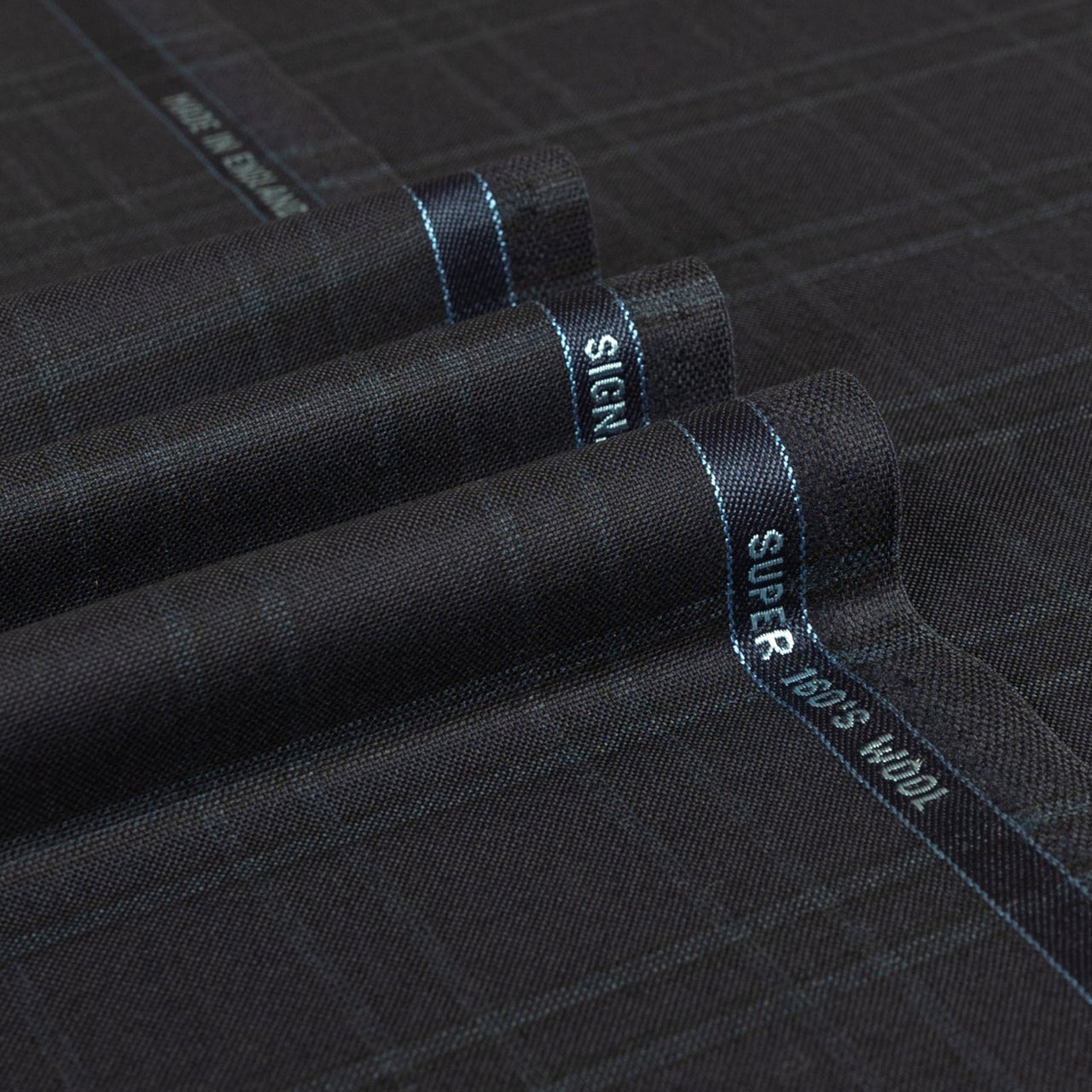 Navy Check Super 160's Wool Suiting Fabric