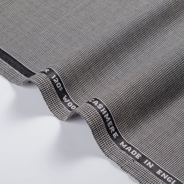 Grey Dice Check 100% Super 120's Wool Suiting Fabric