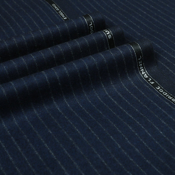 Oxbridge Flannel - Narrow Chalk Stripe Super 120's Wool Flannel