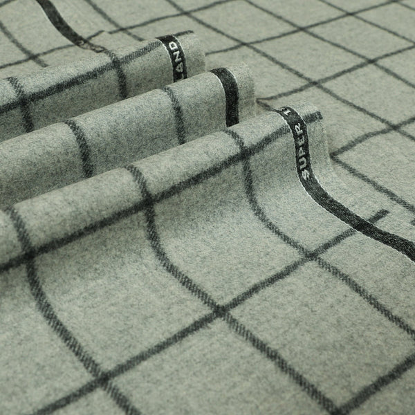Wool Flannel Suiting Fabric | Bold Windowpane Check