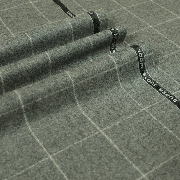 Oxbridge Flannel - Windowpane Check Super 120's Wool Flannel