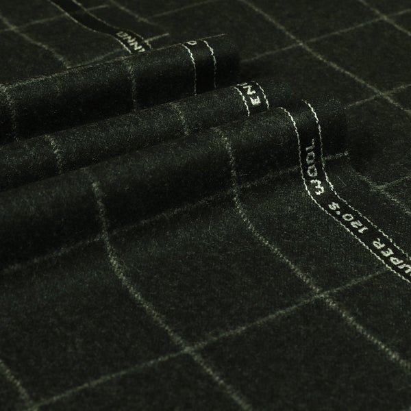Oxbridge Flannel - Windowpane Check Super 120's Wool Flannel