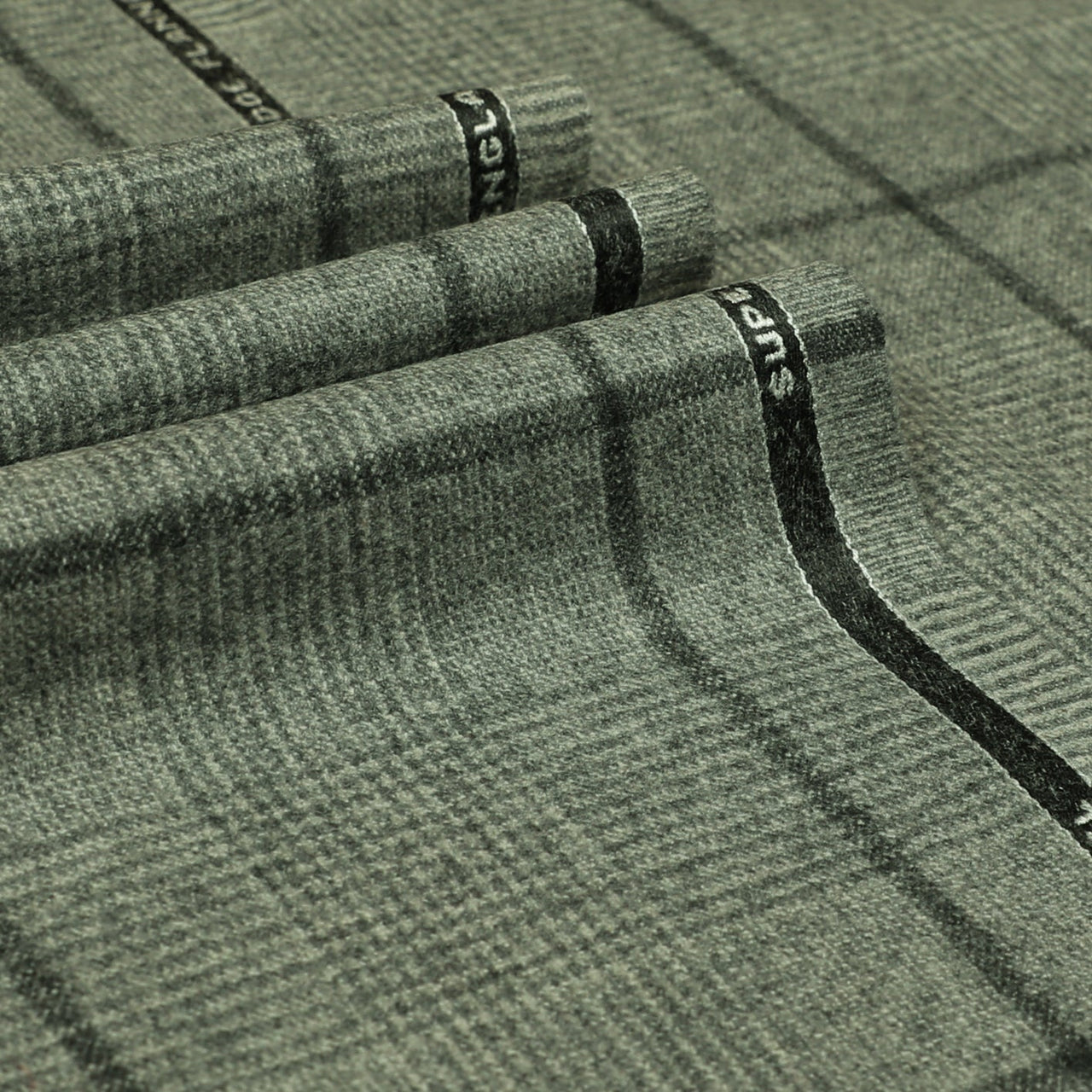 Oxbridge Flannel - Glen with Tonal Windowpane Check Super 120's Wool Flannel