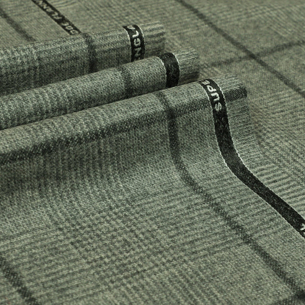 Oxbridge Flannel - Glen with Tonal Windowpane Check Super 120's Wool Flannel