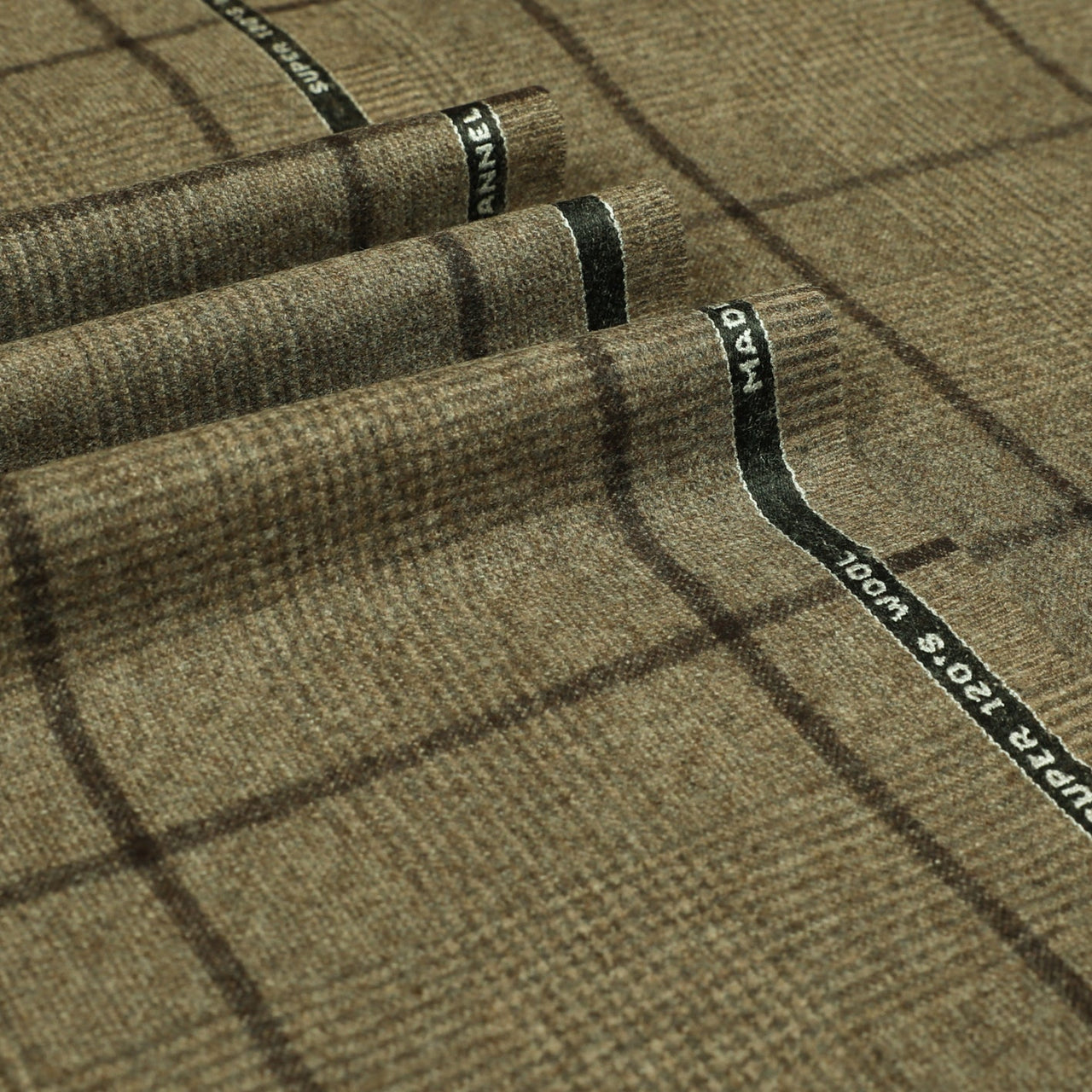 Oxbridge Flannel - Glen with Tonal Windowpane Check Super 120's Wool Flannel