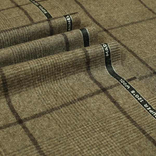 Oxbridge Flannel - Glen with Tonal Windowpane Check Super 120's Wool Flannel