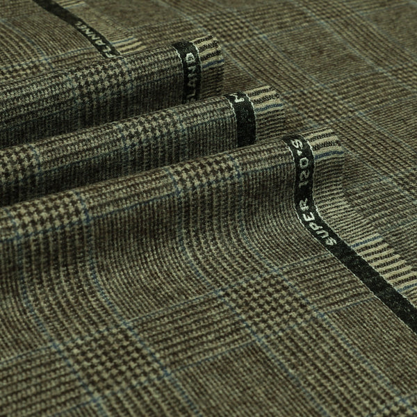 Oxbridge Flannel - Glen with Guarded Check Super 120's Wool Flannel