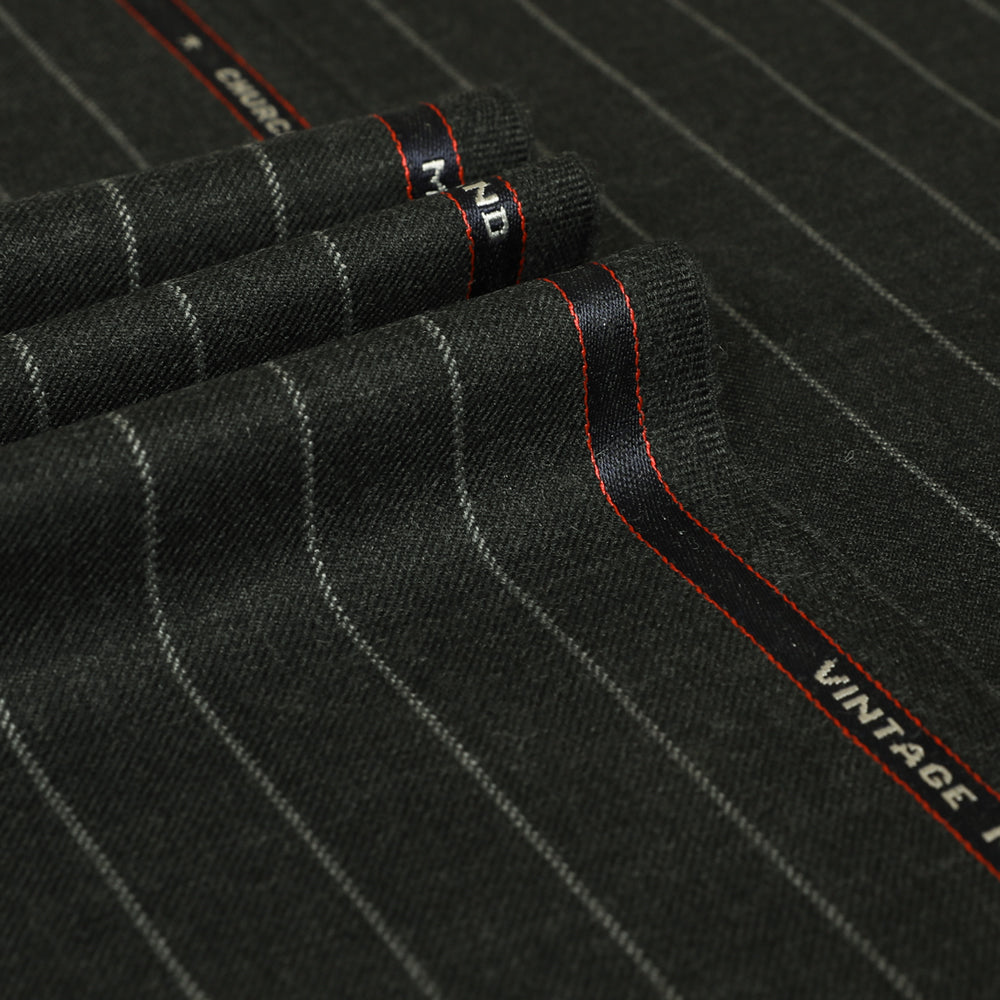 Wide Chalk Stripe 100% Wool Suiting Fabric