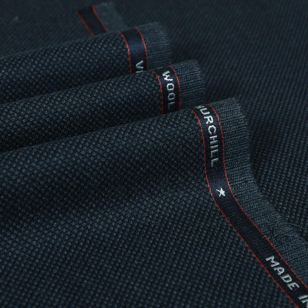 Birdseye 100% Wool Suiting Fabric dark navy