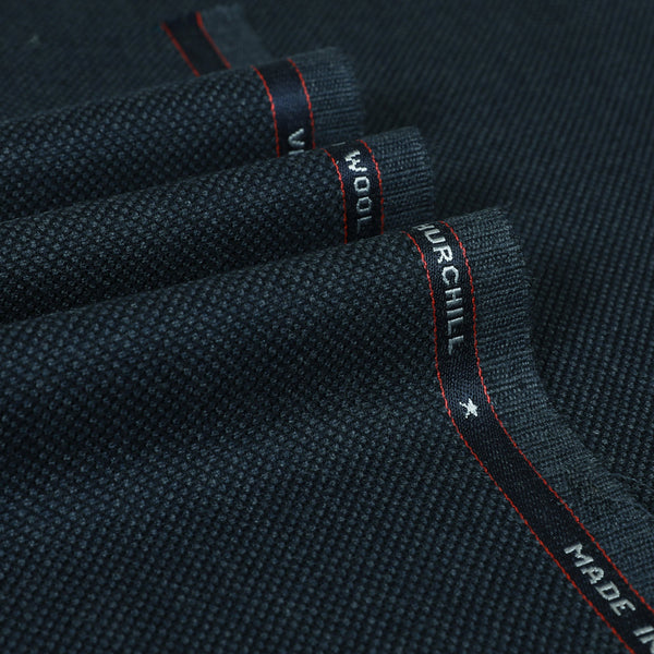 Birdseye 100% Wool Suiting Fabric dark navy