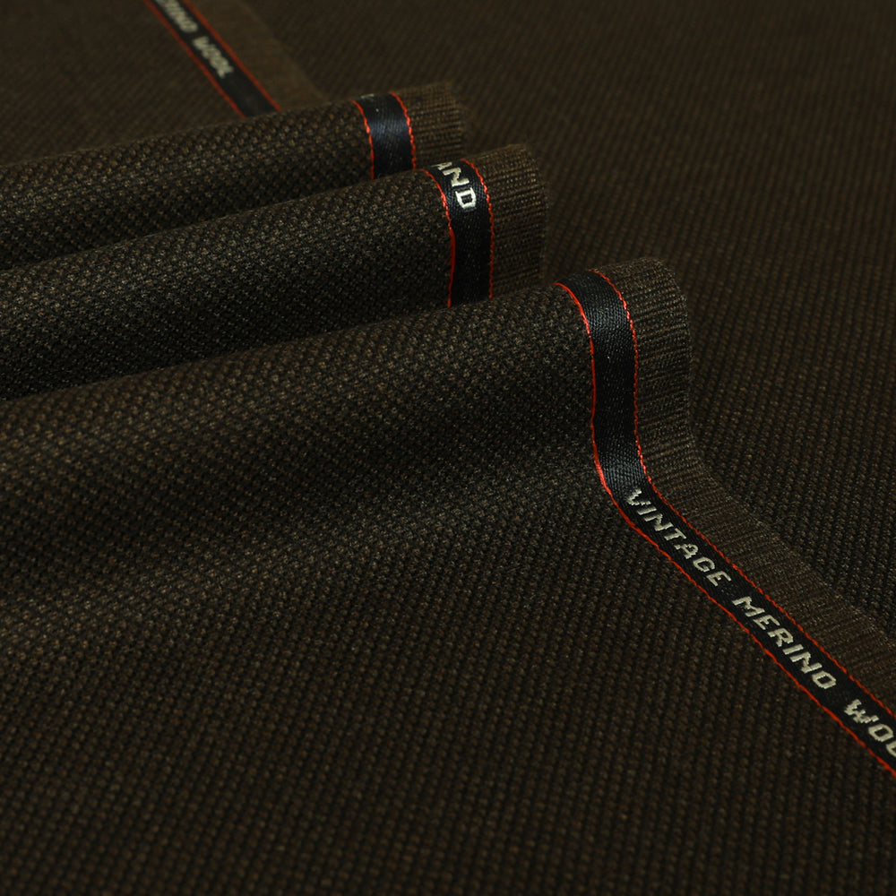 Birdseye 100% Wool Suiting Fabric brown