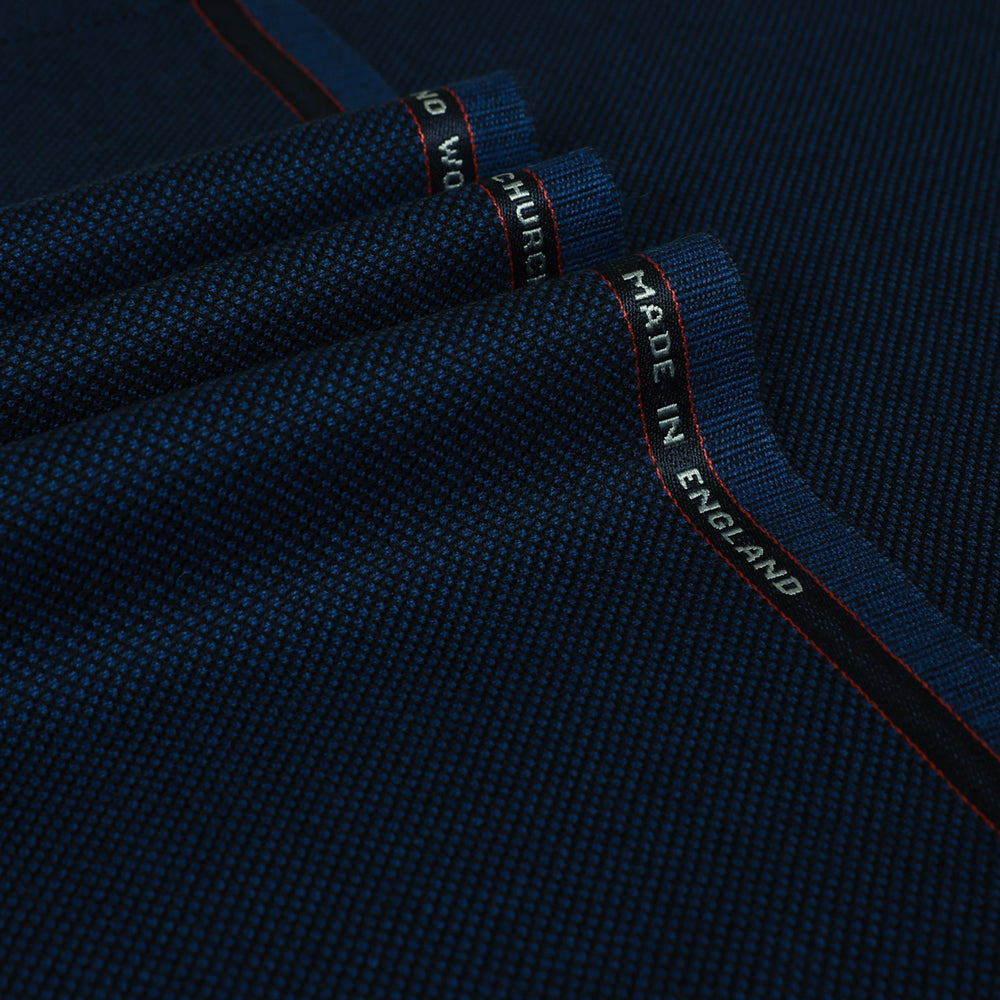 Birdseye 100% Wool Suiting Fabric navy