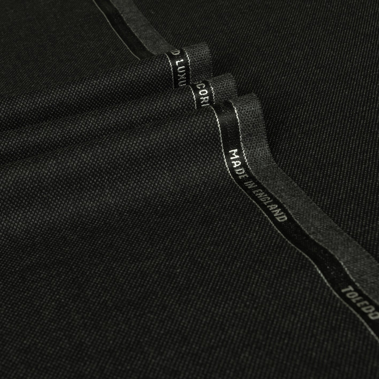 Black Birdseye Escorial Wool Suiting Cloth