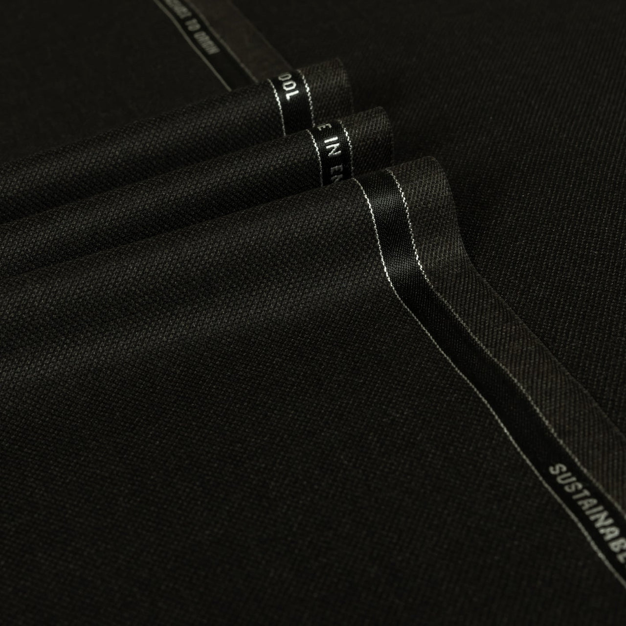 Black Birdseye Escorial Wool Suiting Cloth