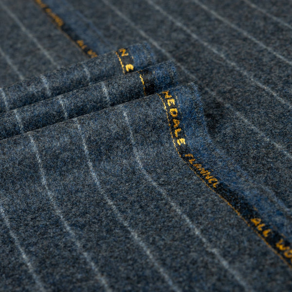 Navy Chalk Stripe 100% RWS Wool Suiting Fabric