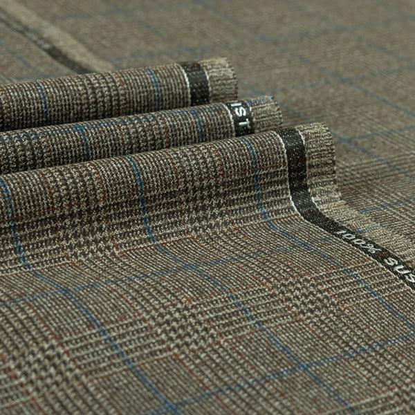 Heritage Twist - Small Glen Check 100% Merino Wool Mid Weight Suiting