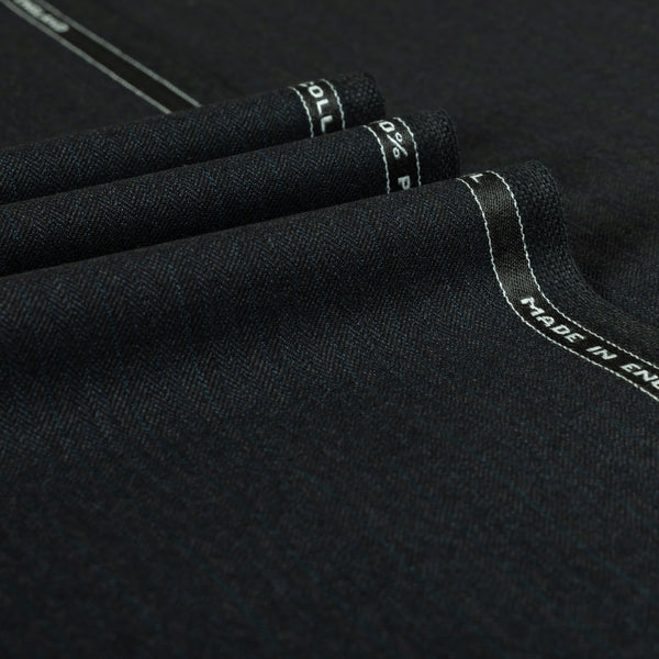 Black Classic Stripe 100% Merino Wool Mid Weight Suiting Fabric