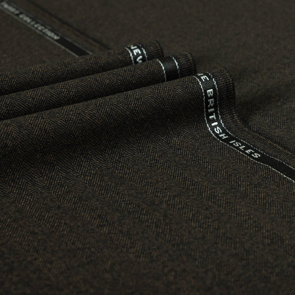 Heritage Twist - Herringbone 100% Merino Wool Mid Weight Suiting