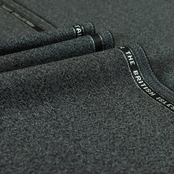 Heritage Twist - Herringbone 100% Merino Wool Mid Weight Suiting