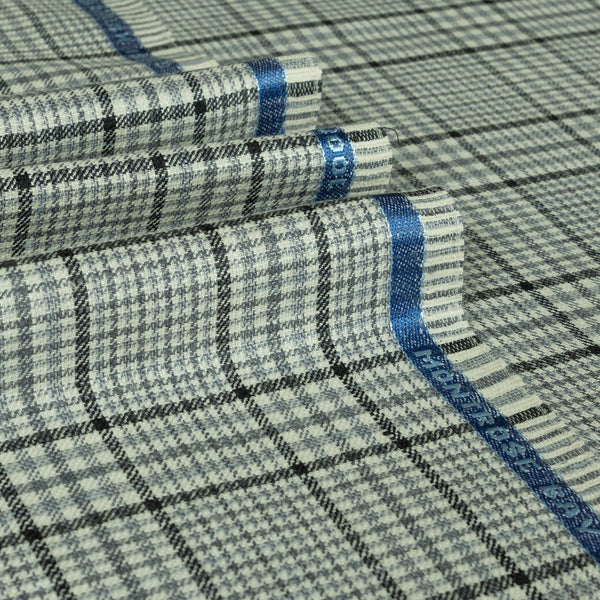 City Check Wool Silk Linen Jacketing Fabric