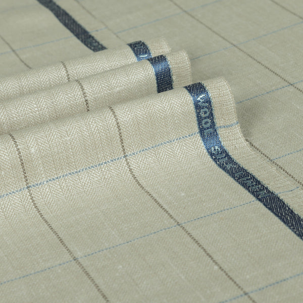 Montrose Bay - Two Tone Windowpane Herringbone Wool Silk Linen Jacketing