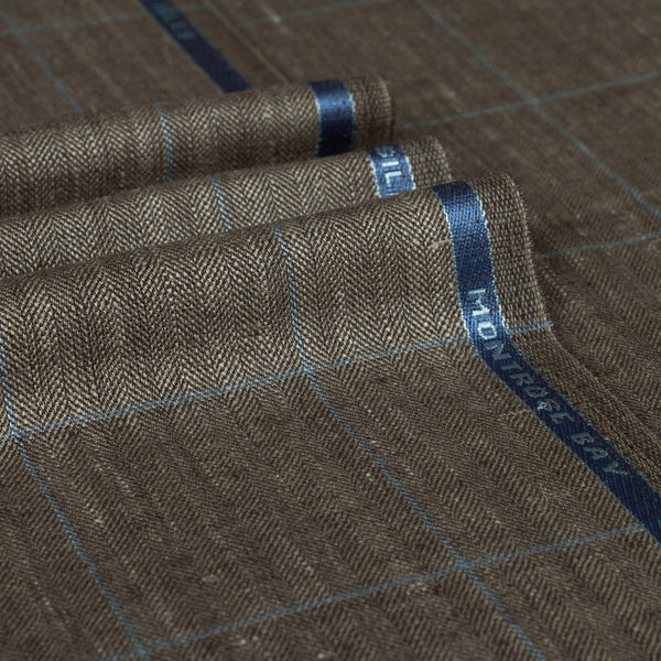 Montrose Bay - Windowpane Herringbone Wool Silk Linen Jacketing