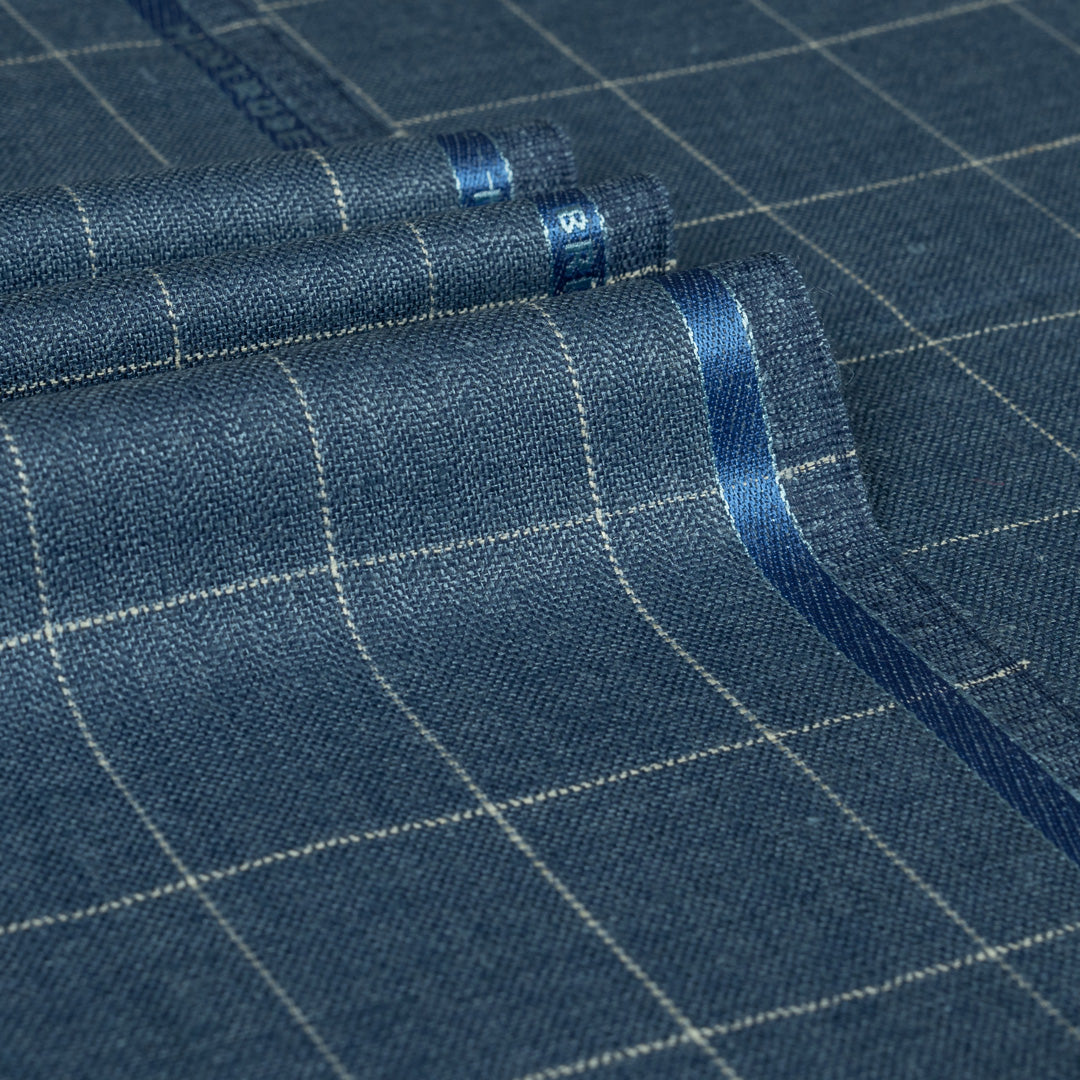 Montrose Bay - Small Windowpane Wool Silk Linen Jacketing