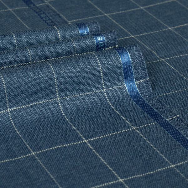 Montrose Bay - Small Windowpane Wool Silk Linen Jacketing