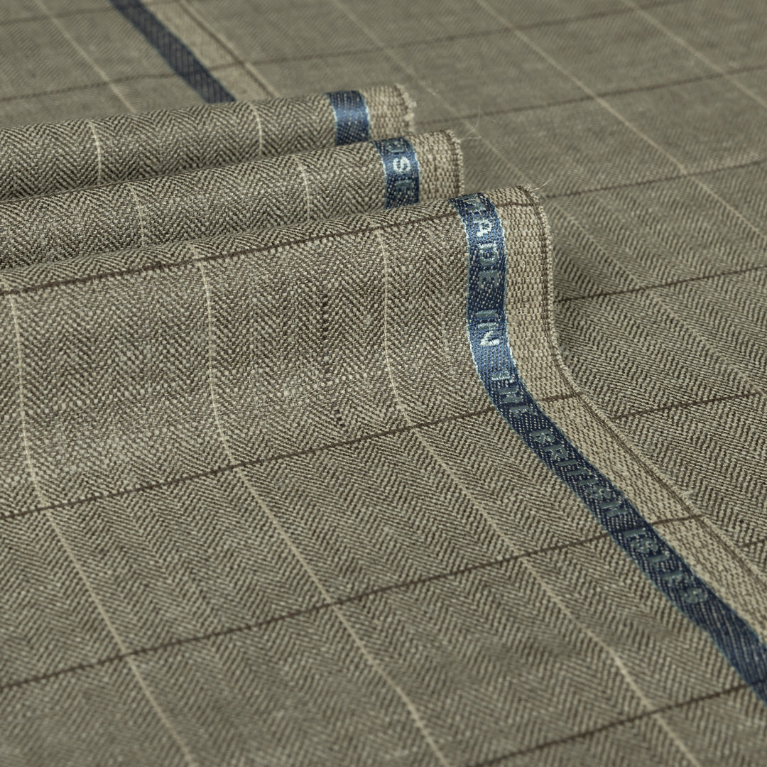 Montrose Bay - Small Windowpane Wool Silk Linen Jacketing