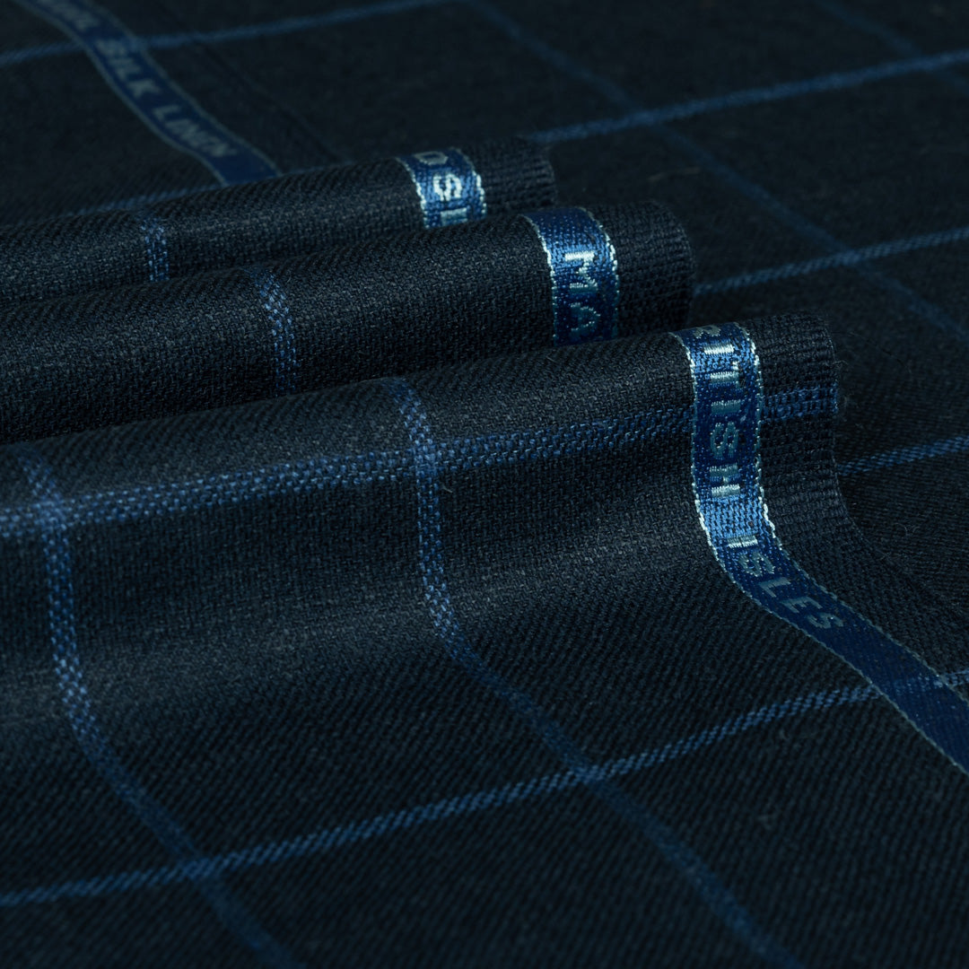 Bold Windowpane Wool Silk Linen Jacketing Cloth