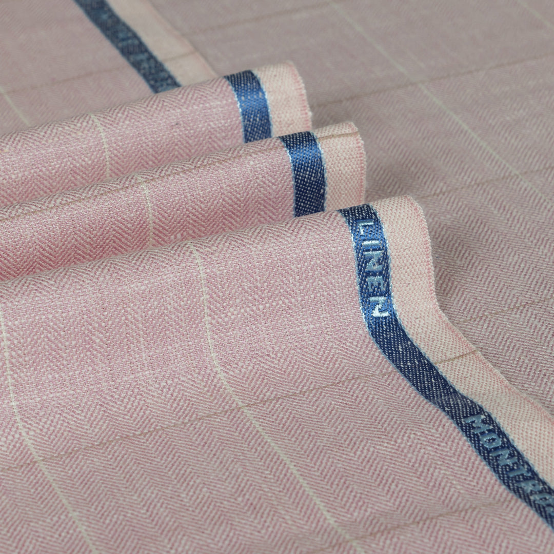 Montrose Bay - Two Tone Windowpane Herringbone Wool Silk Linen Jacketing