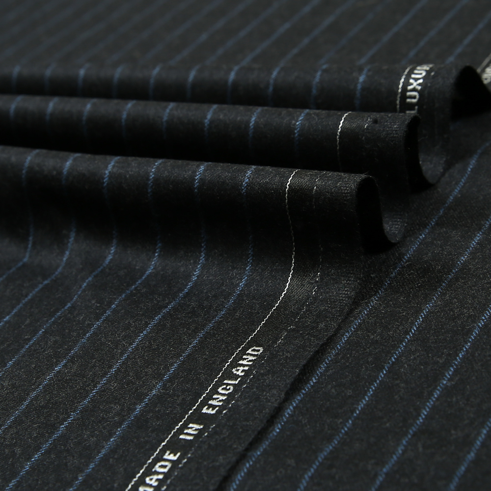 12049 Charcoal Grey Coloured Chalk Stripe Flannel
