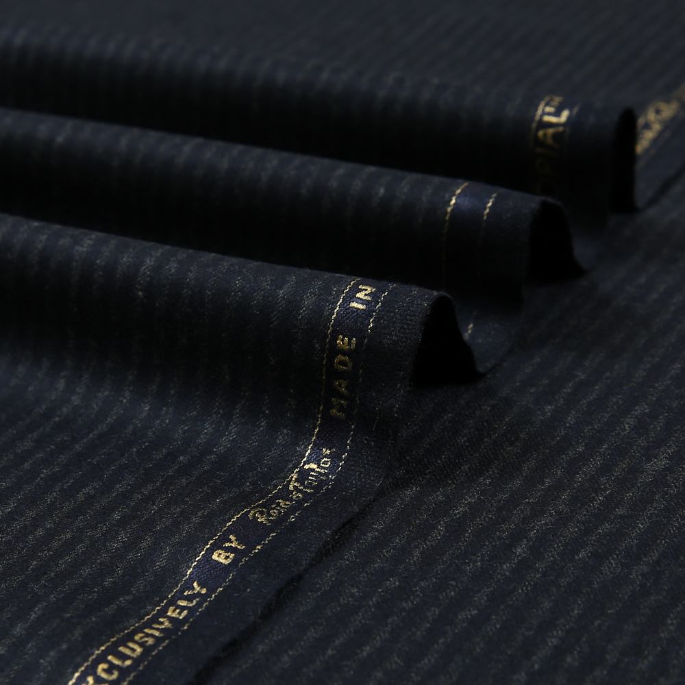 14013 Navy Blue Narrow Chalk Stripe Flannel