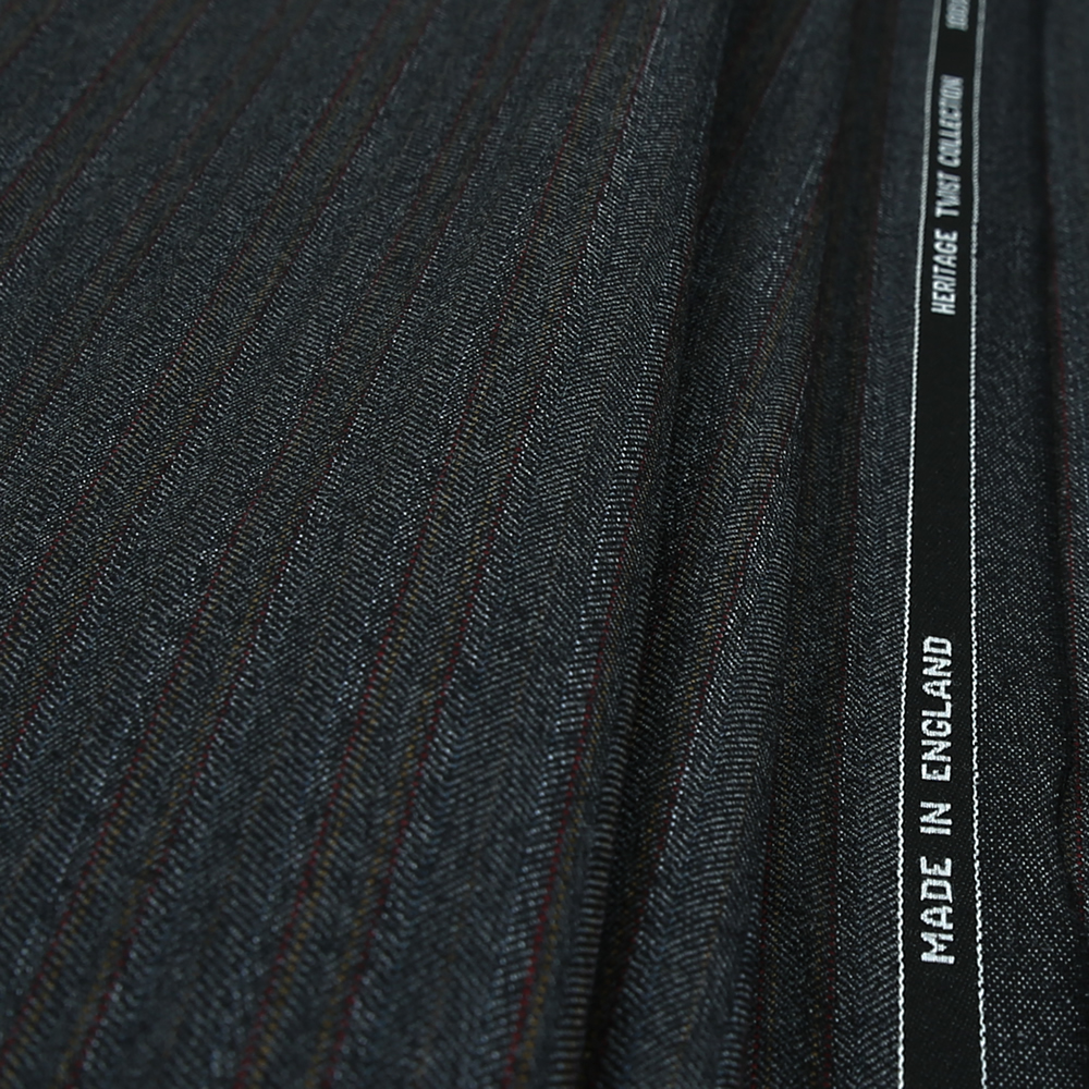 15008 Dark Grey Herringbone with Fancy Coloured Stripe