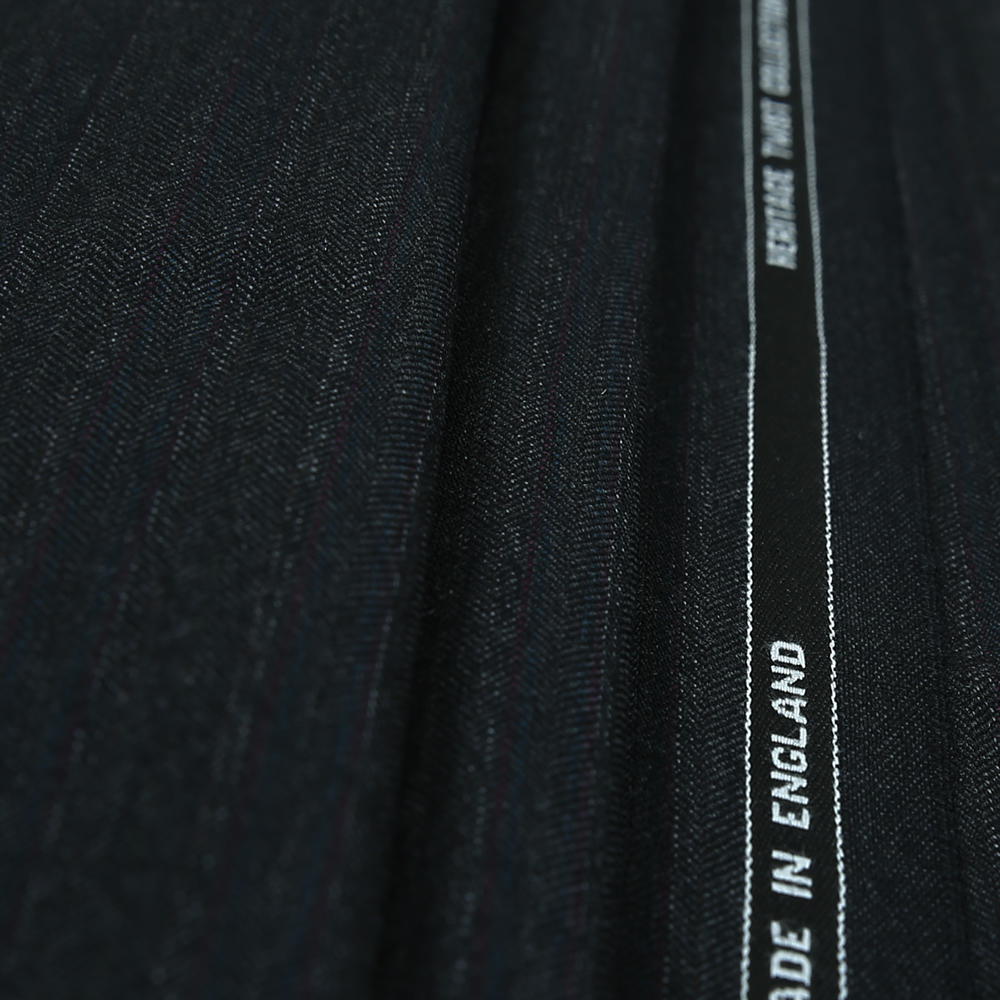 15009 Charcoal Grey Herringbone with Fancy Coloured Stripe