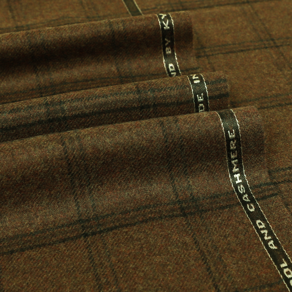 19052 Brown Melange with Black and Brown Windowpane Check